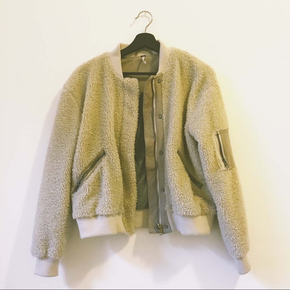 Free people teddy aviator jacket
